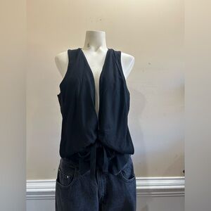 BCBGMaxAzria Black Tie-Front Tank Vest